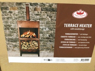 Terraskachel roest met houtopslag, Esschert Design, FF298, roest