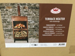 Terraskachel roest met houtopslag, Esschert Design, FF298, roest