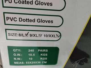 Ca. 240x Paar werkhandschoenen met anti slip