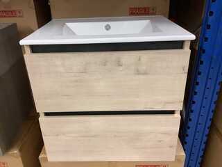 Badkamermeubel 60 cm + wastafel, Karo, natural oak