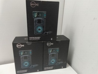 3x Karaoke Boombox + bluetooth + microfoon, Brainz