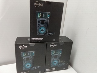 3x Karaoke Boombox + bluetooth + microfoon, Brainz