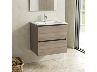 Badkamermeubel 60 cm + wastafel, Karo, grey oak