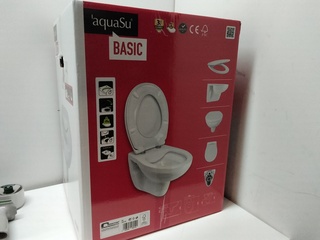Zwevend randloos toilet met bril, AquaSu, Basic, wit