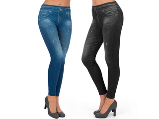 Ca. 10x Jeans stretch leggings, Slimmaxx, blauw/zwart