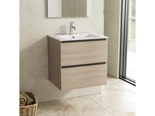 Badkamermeubel 60 cm + wastafel, Karo, walnut