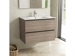 Badkamermeubel 80 cm + wastafel, Karo, grey oak