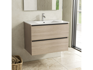 Badkamermeubel 80 cm + wastafel, Karo, walnut