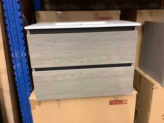 Badkamermeubel 80 cm + wastafel, Karo, grey oak