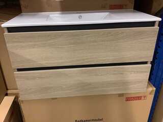 Badkamermeubel 100 cm + wastafel, Karo, walnut