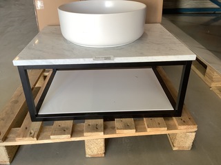 Waskom met plateau om op te hangen, wit