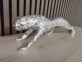 XL zilverkleurig beeld van Jaguar, zilver