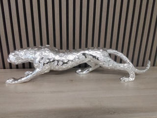 XL zilverkleurig beeld van Jaguar, zilver