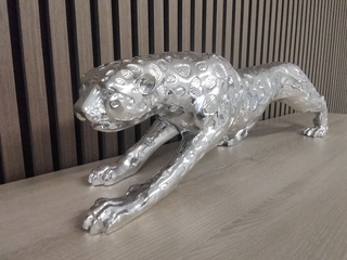XL zilverkleurig beeld van Jaguar, zilver