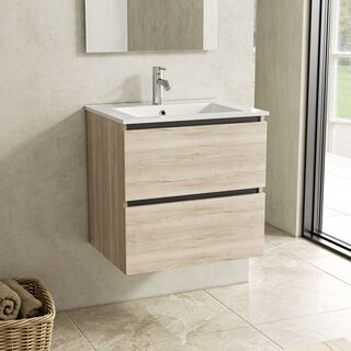 Badkamermeubel 60 cm + wastafel, Karo, natural oak