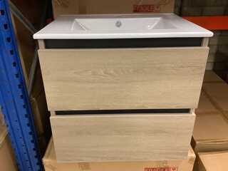 Badkamermeubel 60 cm + wastafel, Karo, walnut