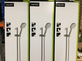 3x Douchesets vierkant, Aqua Su, Lepoldo, chroom