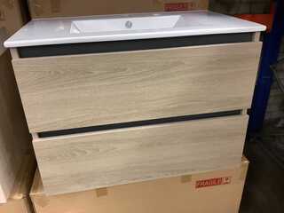 Badkamermeubel 80 cm + wastafel, Karo, walnut