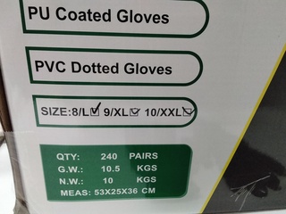 Ca. 240x Paar werkhandschoenen met anti slip