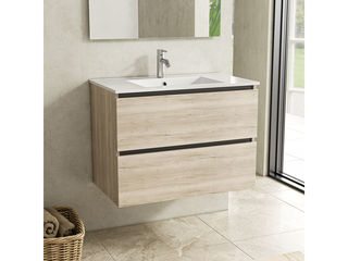 Badkamermeubel 80 cm + wastafel, Karo, natural oak