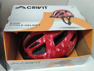 3x Kinderfietshelm met achterlicht, Crivit, rood/antraciet