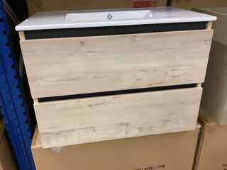 Badkamermeubel 80 cm + wastafel, Karo, natural oak