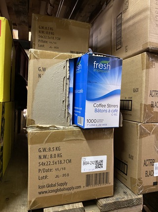 Ca. 50x Doosjes a 1000 stuks roerstaafjes, bruin