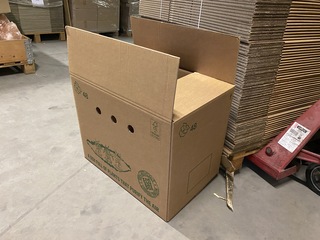 Pallet ca.100 verzenddozen 59x39x18cm dubbelgolf, bruin