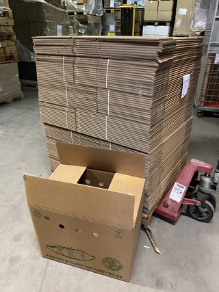 Pallet ca.100 verzenddozen 59x39x18cm dubbelgolf, bruin