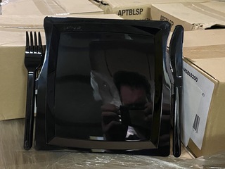 Ca. 1200x luxe party evenementborden met bestek, zwart