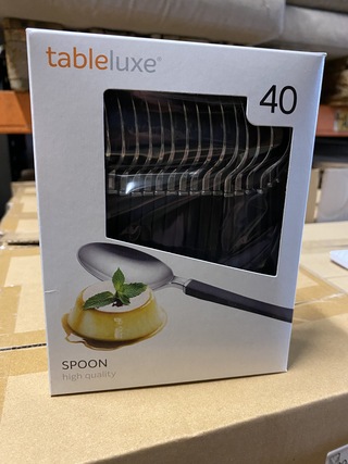 Ca. 80x Verpakkingen  a 40 stuks catering lepels, zwart / zilver