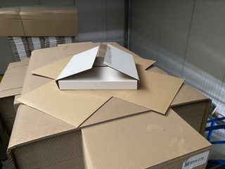 Pallet ca. 1200 stansdoos 260x260x30mm, wit