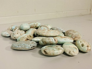 Ca. 22x Blue caribbean calciet handstenen