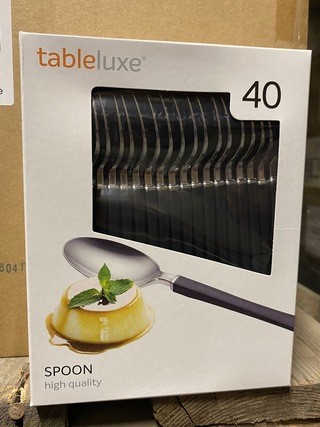 Ca. 80x Verpakkingen  a 40 stuks catering lepels, zwart / zilver