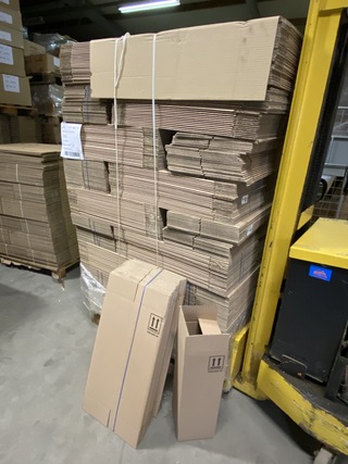 Ca. 400x Verzenddozen 20x20x60cm zware enkelgolf, bruin