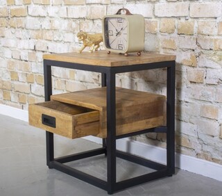 Bijzettafel mangohout/stealframe