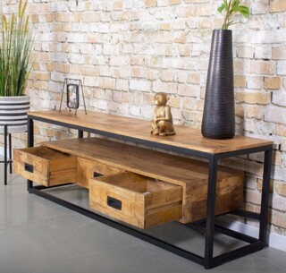 TV meubel mangohout/stealframe