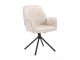 2x Roterende eetkamerstoel, Velvet, oyster