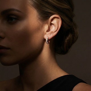 Witgoud Oorbellen met Diamant