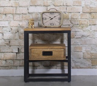 Bijzettafel mangohout/stealframe