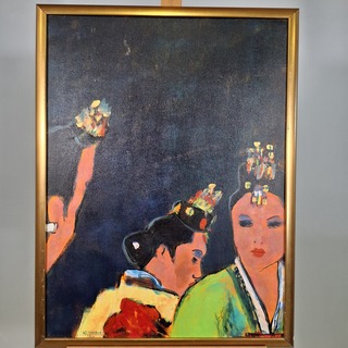 Acryl schilderij op paneel, Maya Wildevuur, Twee vrouwen