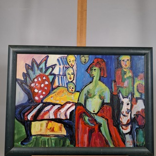 Acryl schilderij op doek, Maya Wildevuur, Abstracte figuren, 1996