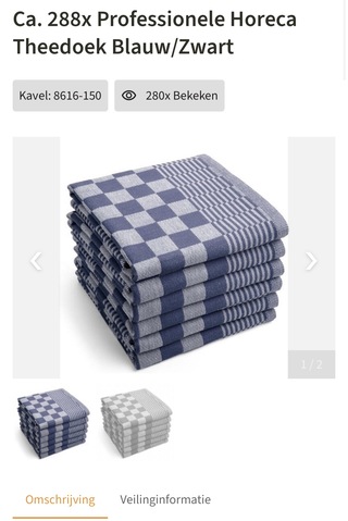 Ca. 288x Professionele Horeca Theedoek, Blauw / Zwart