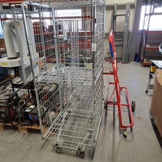 3x Rolcontainer en 1x platenkar