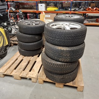 3x Set banden met aluminium velgen, Michelin / Vredestein / Hankook