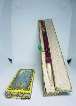 Vintage Aziatische calligraphy – Inksteen + penseel