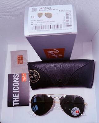 Rayban zonnebril Aviator large metal arista green polarized