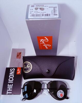 Rayban zonnebril Aviator large metal black green polarized