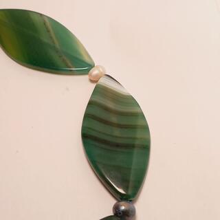 Artisane zoetwater parel en agaat collier