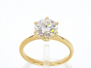Gouden ring met een briljant geslepen diamanten van 3.00 carat, (lab g